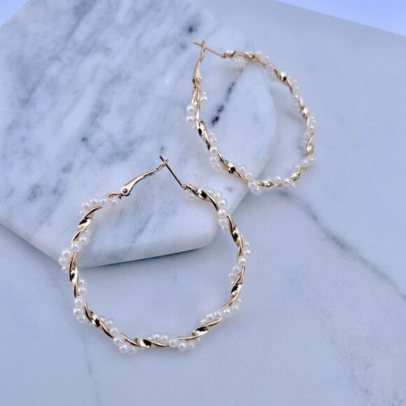 5/$25 FAUX TWISTED PEARL EARRINGS - Picture 2 of 4